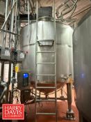 JBF 2,500 Gallon High Viscosity Jacketed Dome-Top, Cone-Bottom S/S Processor, S/N: 15509: Mounted on