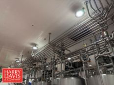 500'+ S/S Pipe with Assorted Air Valves, Flow Panels and Hangers