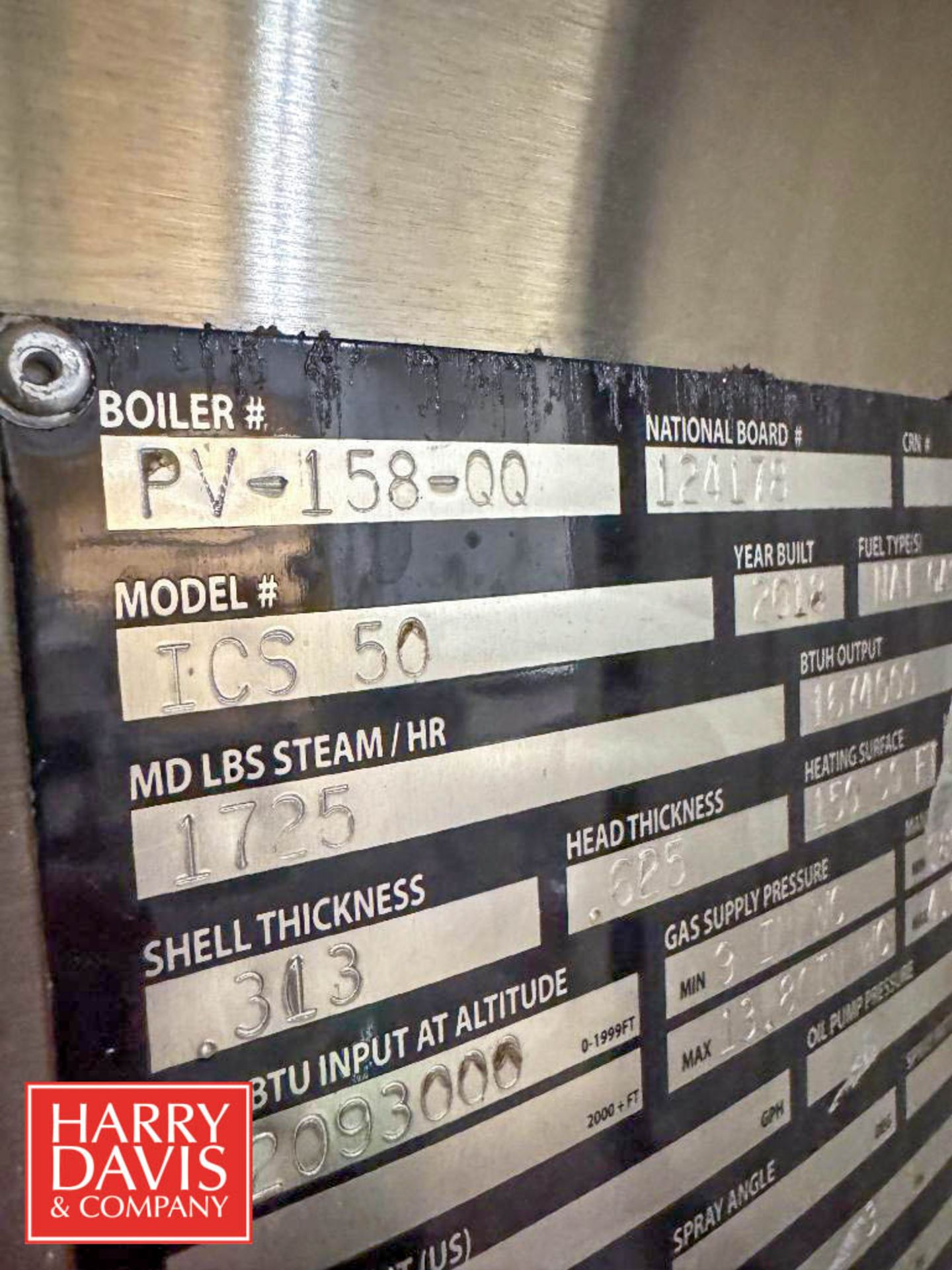 2018 Fulton Natural Gas Steam Boiler, Model: ICS-50, S/N: B03764304 with 40 Gallon Blow Down Tank, - Image 12 of 20