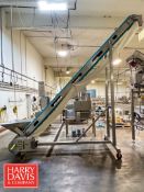 Incline Flighted Infeed Conveyor: 18' x 13.5”: Mounted on Castors