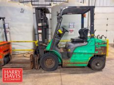 Mitsubishi Propane Fork Truck, Model: FG25N-LP, S/N: AF17D20310 with Rotator 3-Stage Mast
