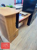Desk, Filing cabinets, Shelf and Cabinet