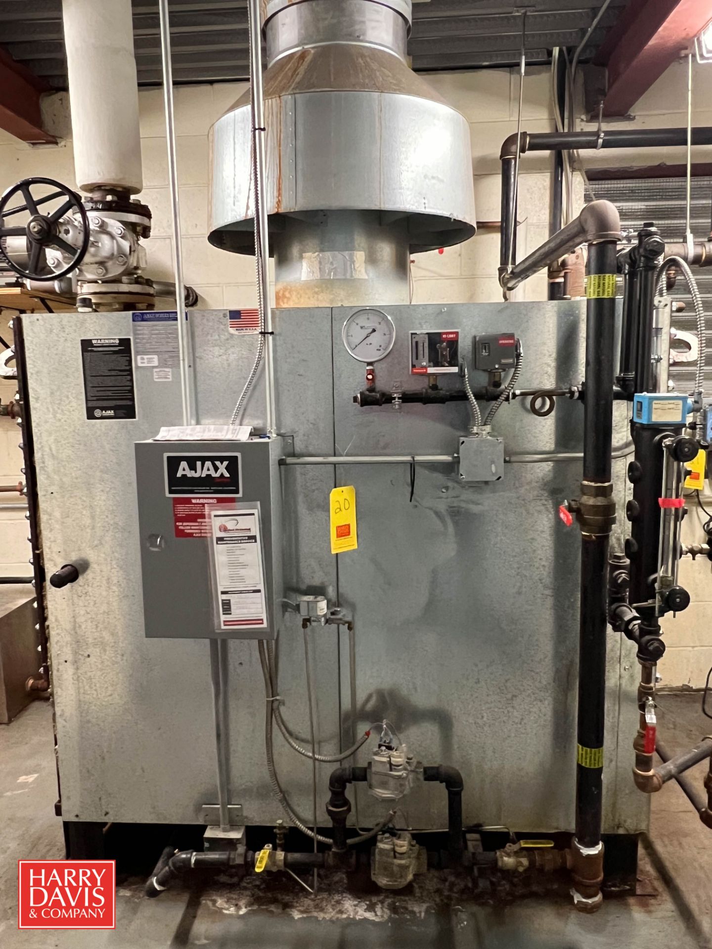 Ajax Low Pressure Steam Boiler, Model: HRNG-30, 30.8 HP Boiler with Condensate Return Pump and Tank
