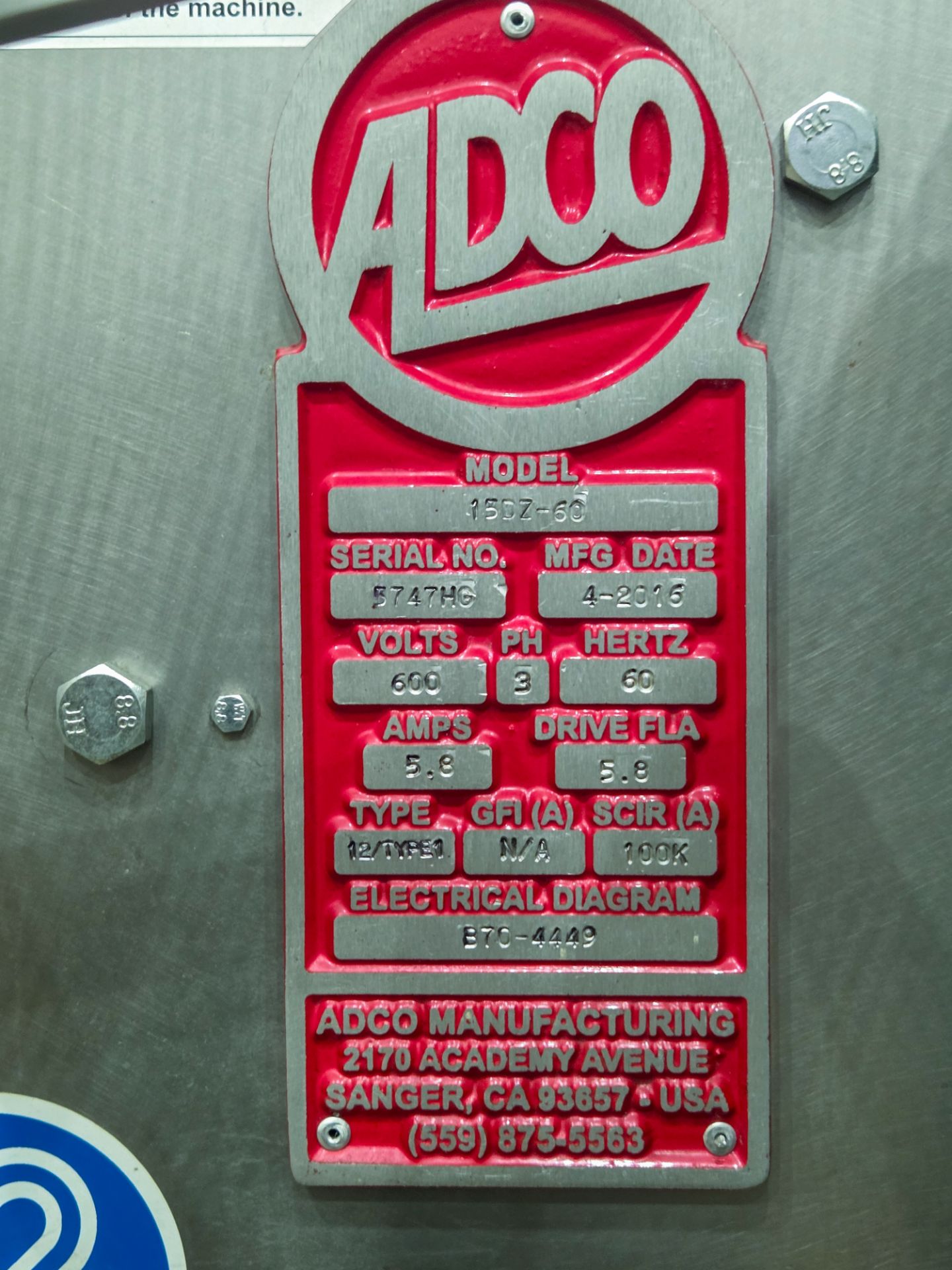 Adco Stainless Steel Semi Automatic Can Cartoner. 2016 Model 15DZ-60 Serial 5747HG with Nordson - Image 13 of 15