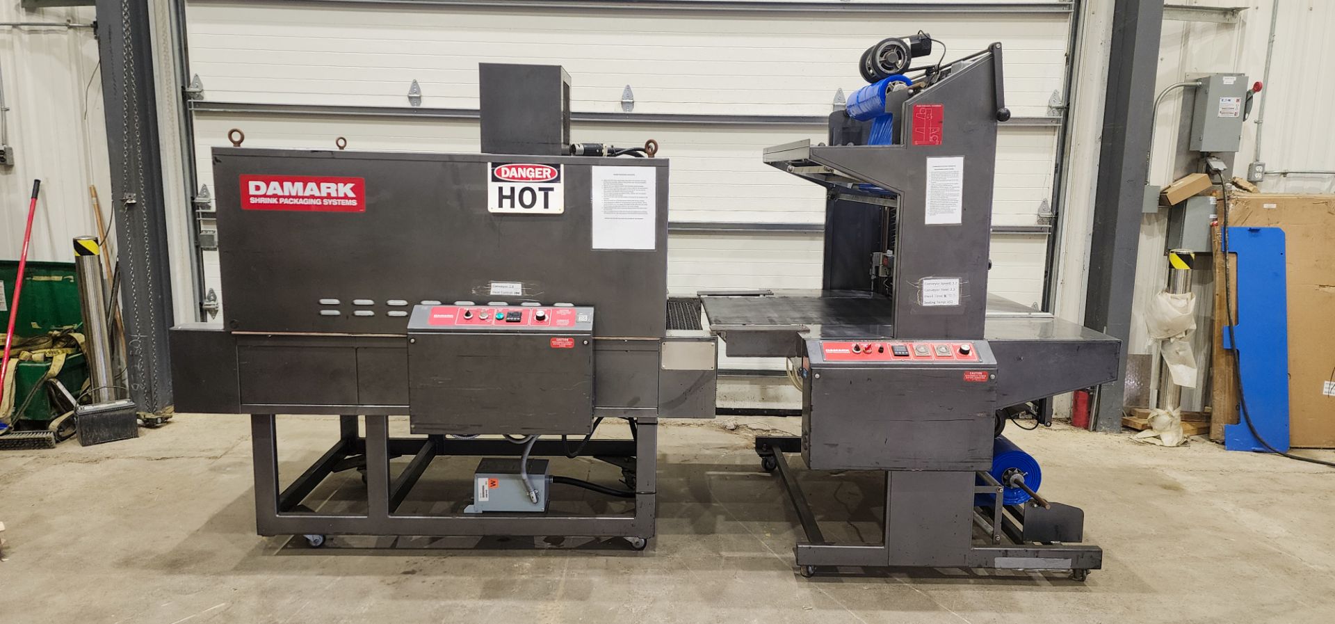 Damark Semi Automatic Tray Overwarpper with Integrated Shrink Tunnel Model B34C Year 2014