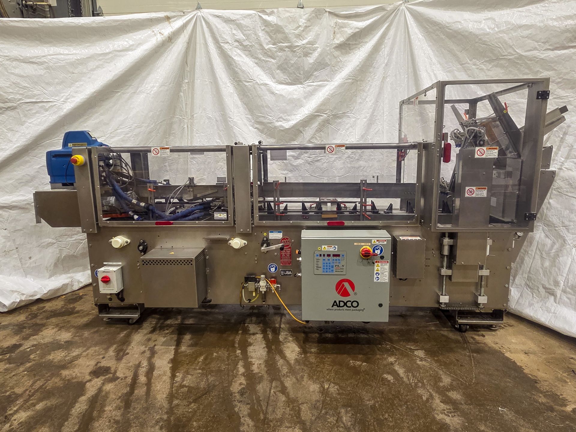 Adco Stainless Steel Semi Automatic Can Cartoner. 2016 Model 15DZ-60 Serial 5747HG with Nordson