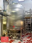 2023 Walker 3,000 Gallon High Viscosity Jacketed Dome-Top, Cone-Bottom S/S Processor, Model: PZ-
