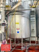 Walker 3,000 Gallon High Viscosity Jacketed Dome-Top, Cone-Bottom S/S Processor, Model: PZ-CB-P, S/