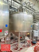 2024 Walker 1,200 Gallon High Viscosity Jacketed Dome-Top, Cone-Bottom S/S Processor, Model: PZ-CB-