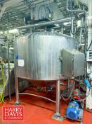 JBF 1,000 Gallon High Viscosity Jacketed Dome-Top, Cone-Bottom S/S Processor, S/N: 1015 with
