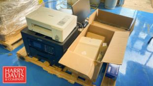 (2) Epson and Brother Inkjet Multifunction Printers, Brother Label Maker, Flat Computer Monitor
