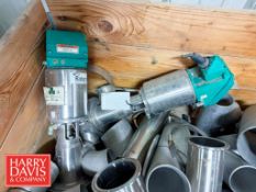 Assorted S/S Pipe, Elbows, Tri-Clover Valves, (3) Sharp Butterfly Valves and S/S Flanges