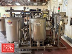 175 Gallon x (2) S/S Skid Mounted CIP System with Assorted Valves, Pneumatic Valves, Chemical Dosing