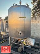 500 Gallon Jacketed Dome-Top, Cone-Bottom S/S Liquiverter Tank with 30 HP 1,765 RPM Motor