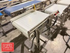 S/S Belt Conveyor: 35” x 24” x 33” Height with S/S Motor and Control Panel