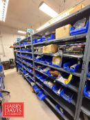 Racks with Hayssen Bagger Parts, Including: Weigh Holders, O-Rings, Motor Cover Housings, S/S