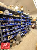 Racks with Assorted Parts, Including: Pneumatic Valves, Air Switches, Water Regulators, Gauges,