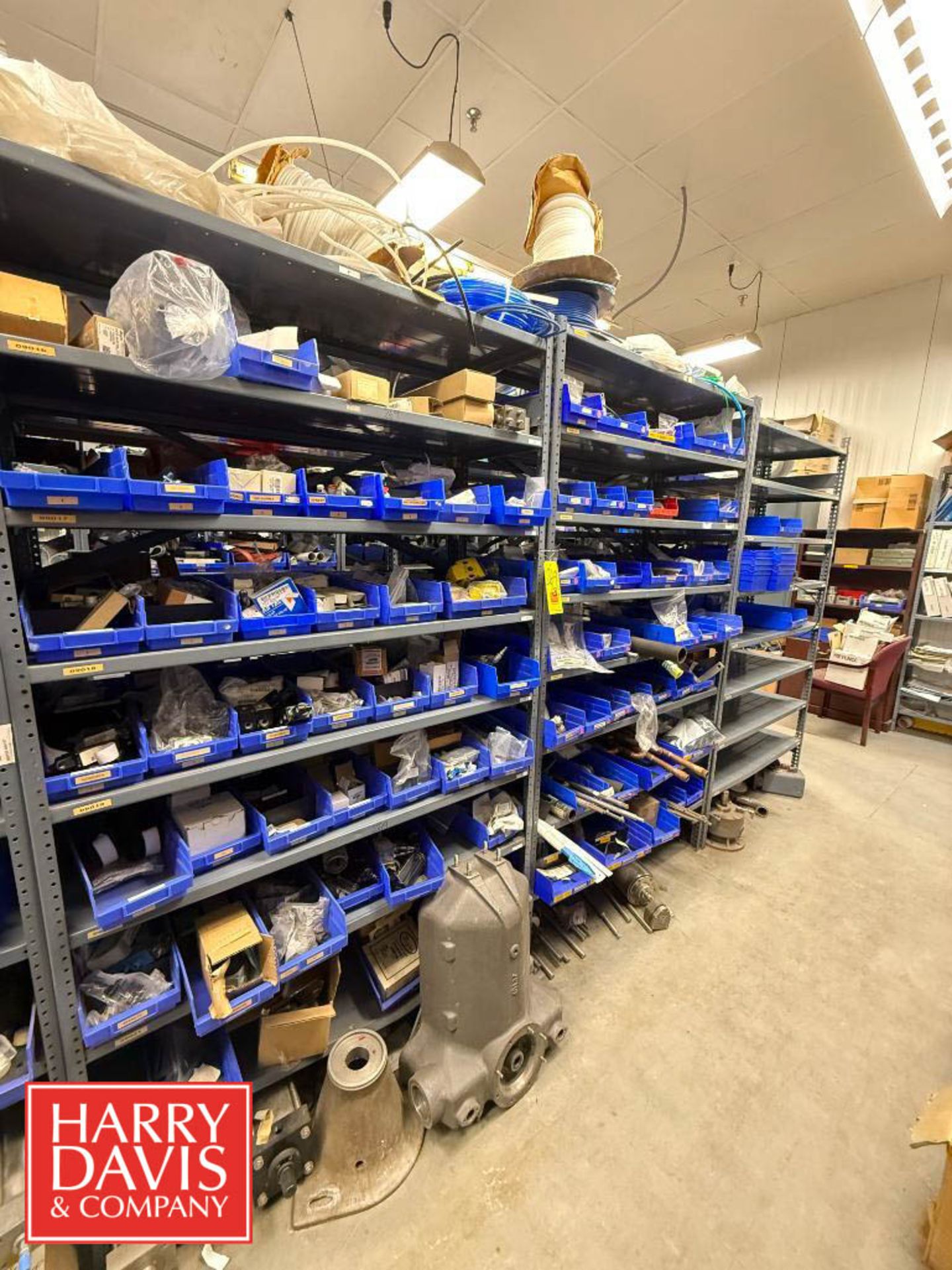 Valve Heavy Spring Storage Rack Racks with Assorted Parts, Including: Pneumatic Valves, Air Switches ...