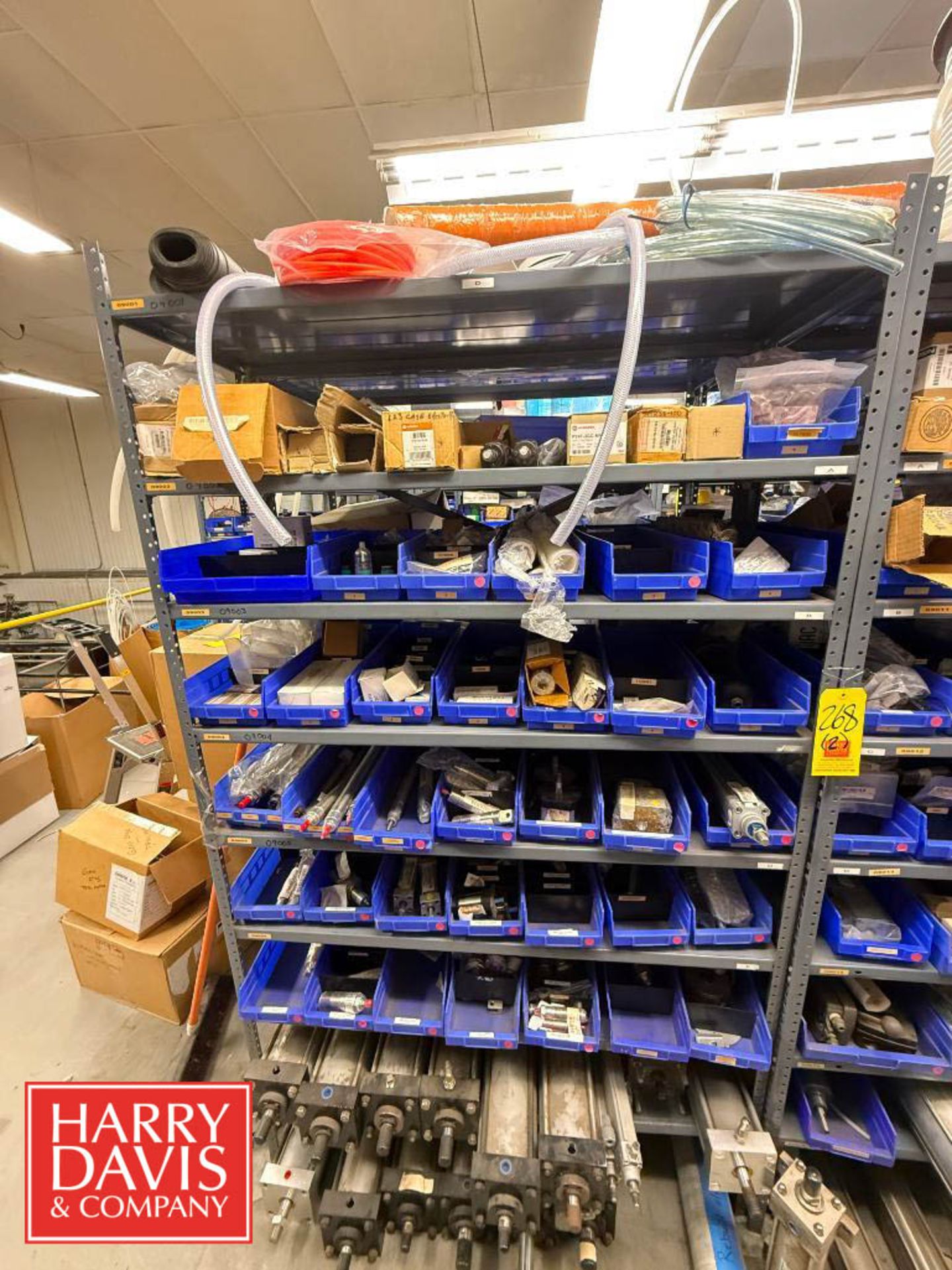Valve Heavy Spring Storage Rack Racks with Assorted Parts, Including: Valves, Filters, Cylinders ...