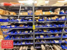 Racks with Assorted Parts, Including: Valves, Filters, Cylinders, Solenoid Valves, Regulators,