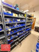 Racks with Tape Machine Parts, Including: Assorted Belts, Springs, Washers, Brushes, Rollers,