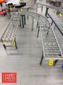 (5) Gravity Roller Conveyor Sections: 104”, 95”, 55” Length x 16” Width and (2) with 90° Turn