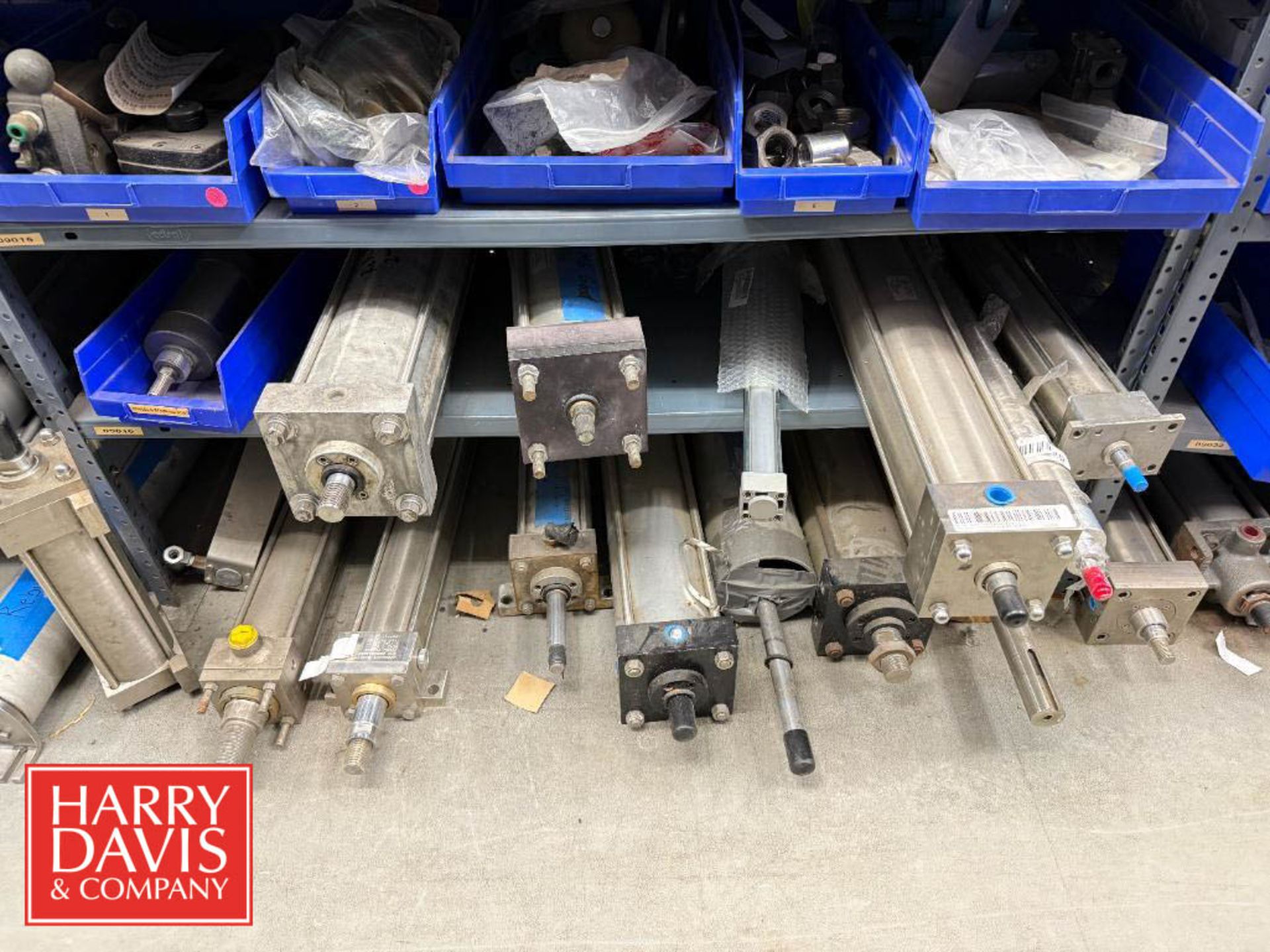 Racks with Assorted Parts, Including: Valves, Filters, Cylinders ...