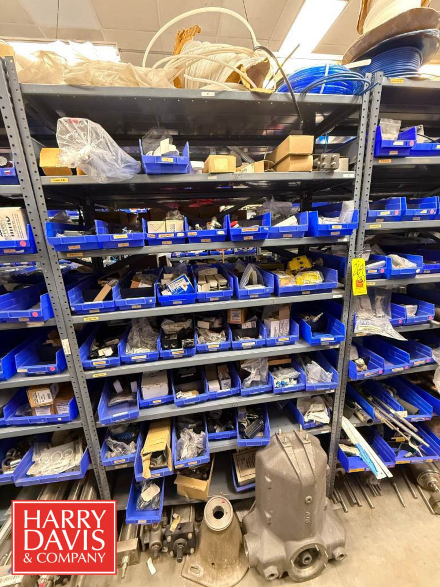 Valve Heavy Spring Storage Rack Racks with Assorted Parts, Including: Pneumatic Valves, Air Switches ...