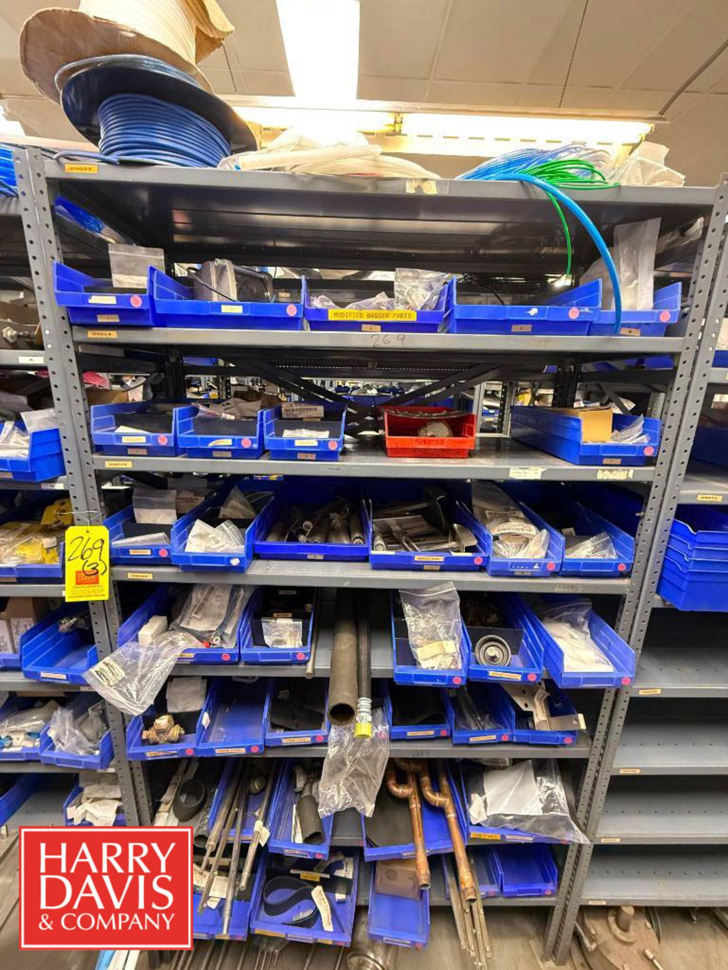 Safety Valve Storage Rack Racks with Assorted Parts, Including: Pneumatic Valves, Air Switches ...