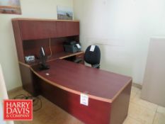 Desk: 72” x 36” with Credenza, Monitor, Printer and File Cabinet
