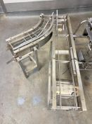 Assorted Conveyor Frames: (2) Long Straight, (1) Incline, (1) Long 90°, (2) Short 90°, (1) Long 45°