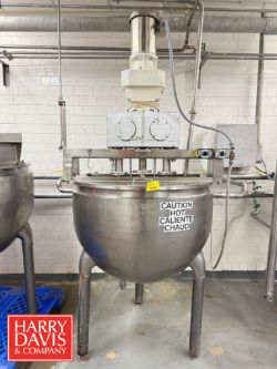 Hamilton 150 Gallon S/S Kettle, S/N: A3117 with Paddles and Side Scrape Agitation