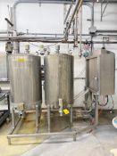 125 Gallon x 2-Tank Skid Mounted CIP Systems, Including: Valves, Actuators, Heat Exchanger, One S/