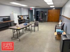(3) Desks, (10) Chairs and (2) Cabinets