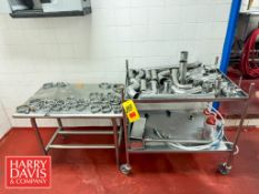 S/S Cart and S/S Table: 3' x 2' with Assorted S/S Pipe Fittings and Clamps