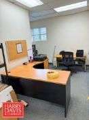 L-Desk, Desk, Office Chair , (3) File Cabinet and Rack