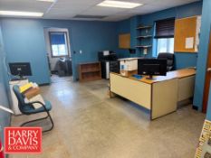 (2) L-Desk, Hutch, (5) Chairs and Cabinet