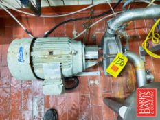 Fristam Centrifugal Pump, Model: FPX 3551 with 15 HP 1,760 RPM Motor: Mounted on S/S Base