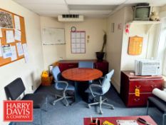 L-Desk, Round Table, Desk and (6) Chairs Hutch and Cabinet