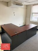 L-Desk, Rack and (5) Section Lockers