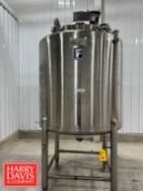 Feldmeier 500 Gallon Dome-Top S/S Mix Tank, S/N: E-976-08 with Vertical Agitation (Gear Box and Moto