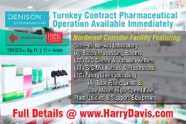 Turnkey Contract Pharmaceutical Operation Available Immediately - Contact Us Today!