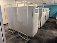Lot of (3) cubicles, (3) laminate desks, (3) chairs, (3) monitors (Lot excludes ALL paperwork and ot