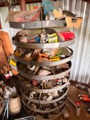 360 Rotating Rack with Assorted Fittings, Nozzles, Etc. (Location: Wrens, GA)