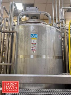 2019 DCI 880 Gallon High Viscosity Dome-Top, Cone-Bottom S/S Mix Tank: 5.5' Width x 12' Height