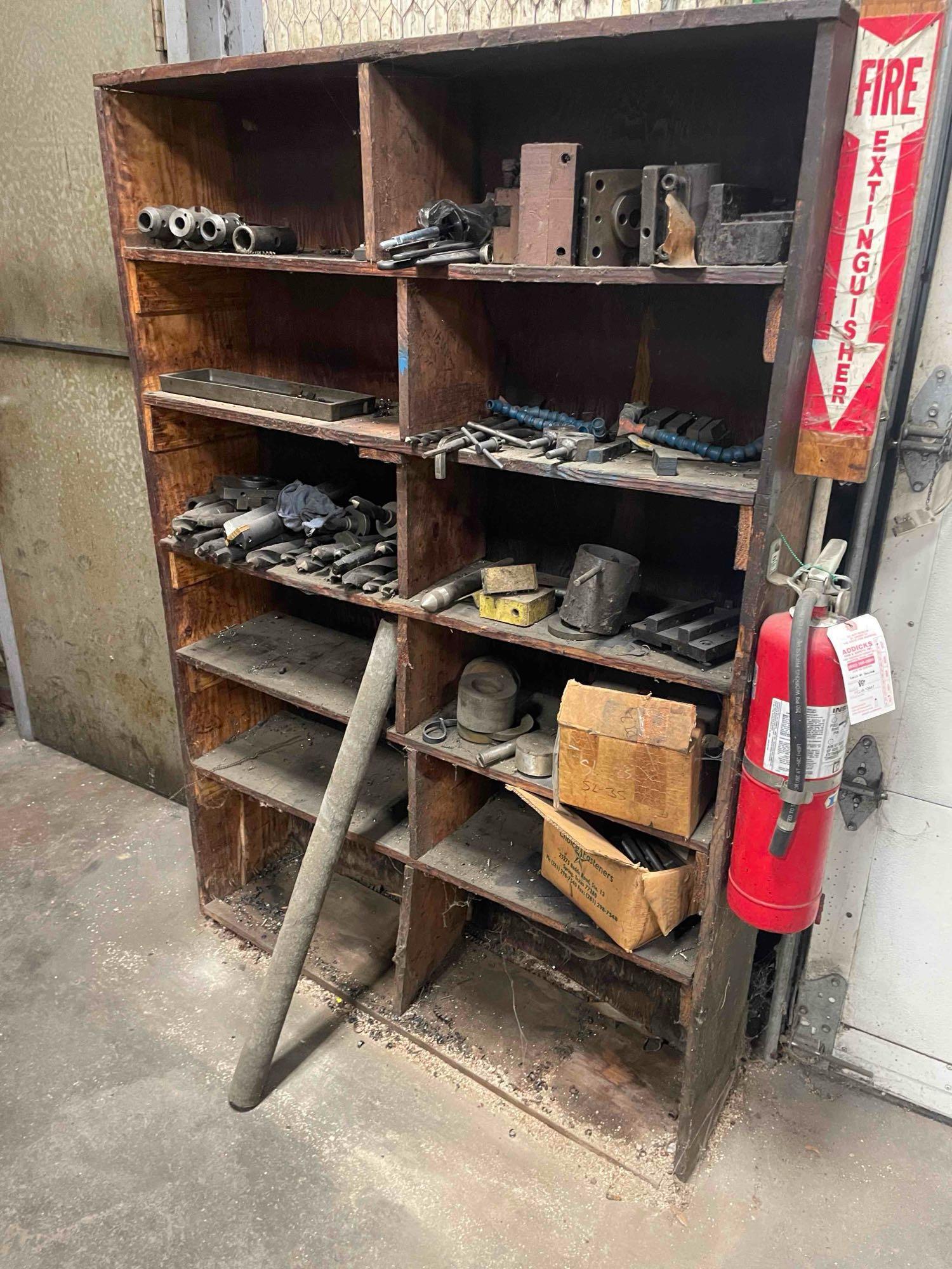 Lot of 5: (3) Tables (2) Shelfs with contents and tooling