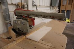 OMEGA RADIAL ARM SAW W/ LONG BED OUTER SUPPORT TABLE