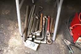 ASSORTED LARGE WRENCHES AND PRY BARS