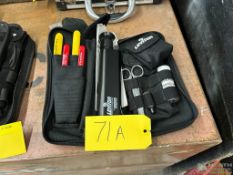 LEVITON FIBER OPTICS FIBER MICROSCOPE SET UP W/ GAUGE, TOOLS, GLASSES