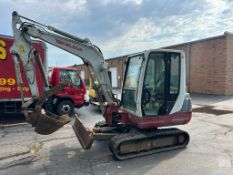TAKEUCHI MODEL TB235 MINI EXCAVATOR S/N 123500073 3793 HOURS SHOWN, RUBBER TRACKS, 64 IN PUSH BLADE,